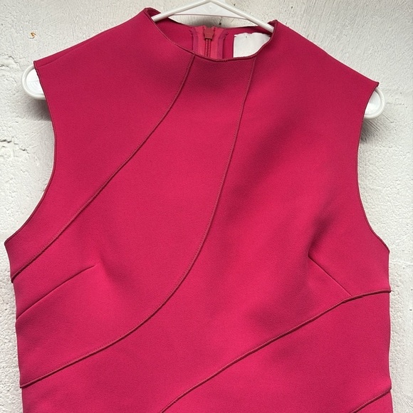 Acler Rowe Mini Dress Seamed High Neck Assymetical Azalea Pink sz US 8 - Picture 5 of 12